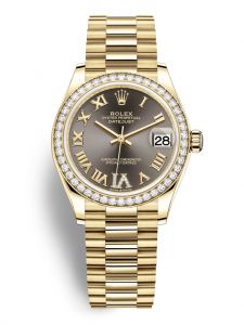 Đồng hồ Rolex Datejust M278288RBR-0026 278288RBR-0026 vàng và kim cương, mặt số xám đậm kim cương