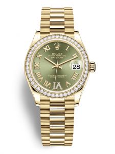 Đồng hồ Rolex Datejust M278288RBR-0024 278288RBR-0024 vàng và kim cương, mặt số xanh olive kim cương