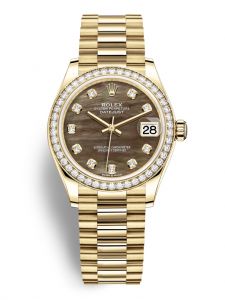 Đồng hồ Rolex Datejust M278288RBR-0032 278288RBR-0032 vàng và kim cương mặt số khảm trai đen kim cương