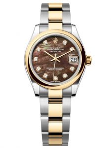 Đồng hồ Rolex Datejust M278243-0023 278243-0023 Oystersteel và vàng vàng mặt số khảm trai đen kim cương