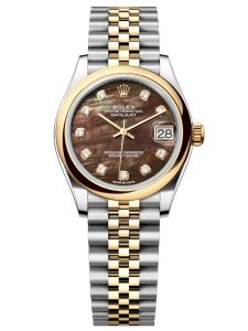 Đồng hồ Rolex Datejust M278243-0024 278243-0024 Oystersteel và vàng vàng mặt số khảm trai đen kim cương