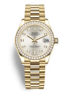 Đồng hồ Rolex Datejust M278288RBR-0028 278288RBR-0028 vàng và kim cương mặt số bạc kim cương