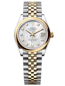 Đồng hồ Rolex Datejust M278243-0028 278243-0028 Oystersteel và vàng vàng mặt số khảm trai kim cương