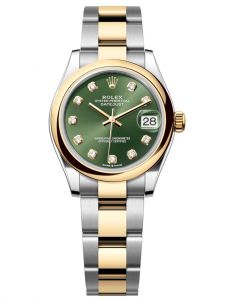 Đồng hồ Rolex Datejust M278243-0029 278243-0029 Oystersteel và vàng vàng mặt số xanh olive kim cương