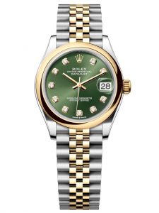 Đồng hồ Rolex Datejust M278243-0030 278243-0030 Oystersteel và vàng vàng mặt số xanh olive kim cương