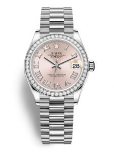 Đồng hồ Rolex Datejust M278289RBR-0016 278289RBR-0016 vàng trắng và kim cương mặt số hồng - Mẫu mới 2020