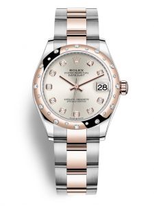 Đồng hồ Rolex Datejust M278341RBR-0015 278341RBR-0015 Oystersteel vàng Eversose và kim cương mặt số bạc kim cương