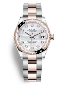 Đồng hồ Rolex Datejust M278341RBR-0025 278341RBR-0025 Oystersteel vàng Everose và kim cương mặt số khảm trai kim cương