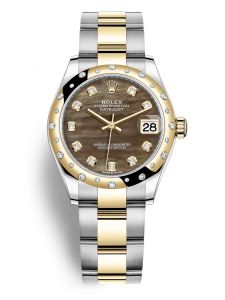 Đồng hồ Rolex Datejust M278343RBR-0023 278343RBR-0023 Oystersteel vàng vàng và kim cương mặt số khảm trai đen kim cương