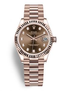 Đồng hồ Rolex Datejust M278275-0010 278275-0010 vàng Everose, mặt số chocolate kim cương