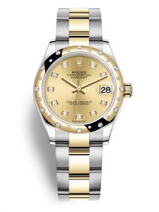 Đồng hồ Rolex Datejust M278343RBR-0025 278343RBR-0025 Oystersteel vàng vàng và kim cương mặt số champagne kim cương