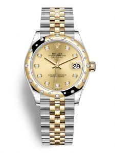 Đồng hồ Rolex Datejust M278343RBR-0026 278343RBR-0026 Oystersteel vàng vàng và kim cương mặt số champagne kim cương