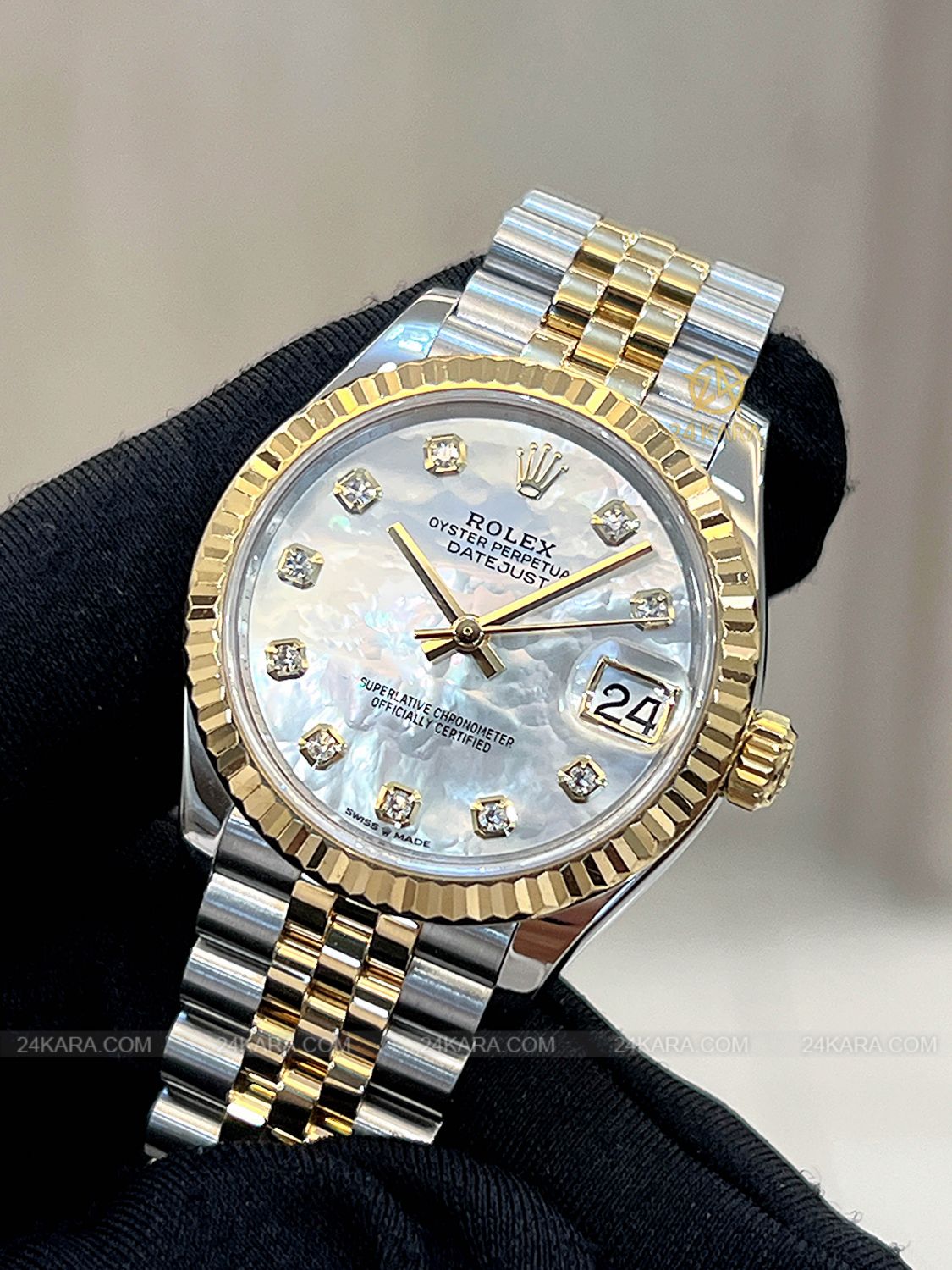 Đồng hồ Rolex Datejust 31 M278273-0028 278273-0028 Vàng kim 18ct Mặt khảm trai MOP nạm Kim cương - Lướt