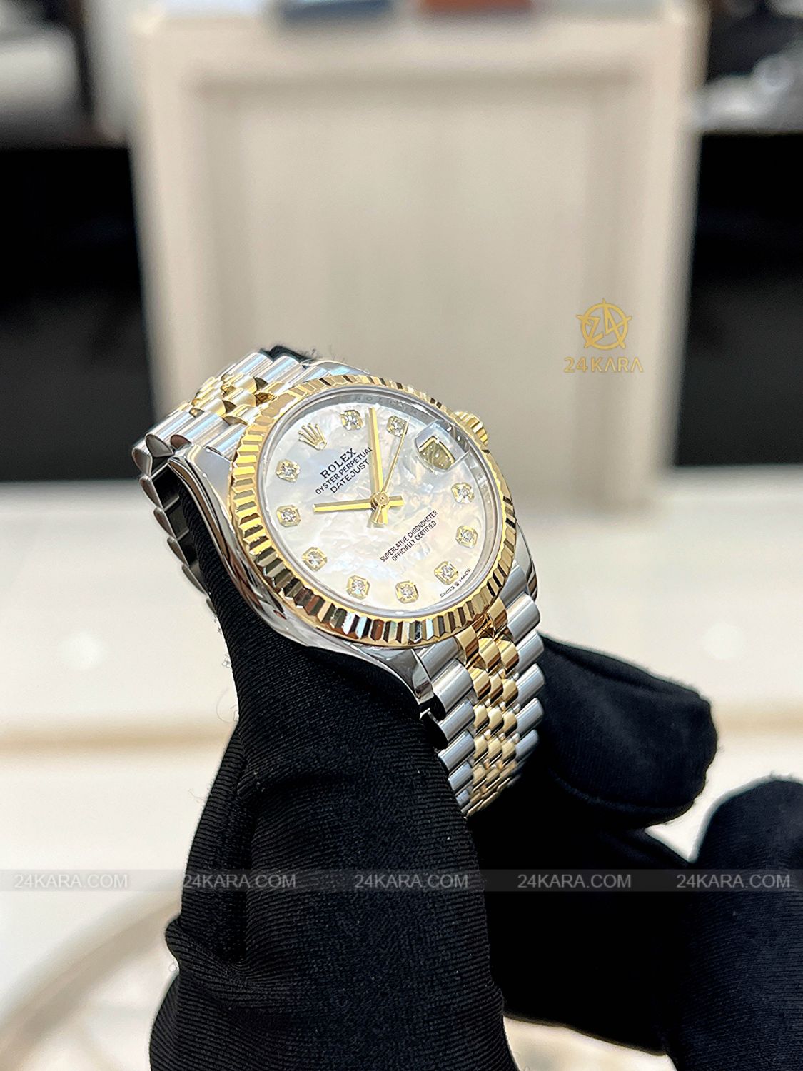 Đồng hồ Rolex Datejust 31 M278273-0028 278273-0028 Vàng kim 18ct Mặt khảm trai MOP nạm Kim cương - Lướt
