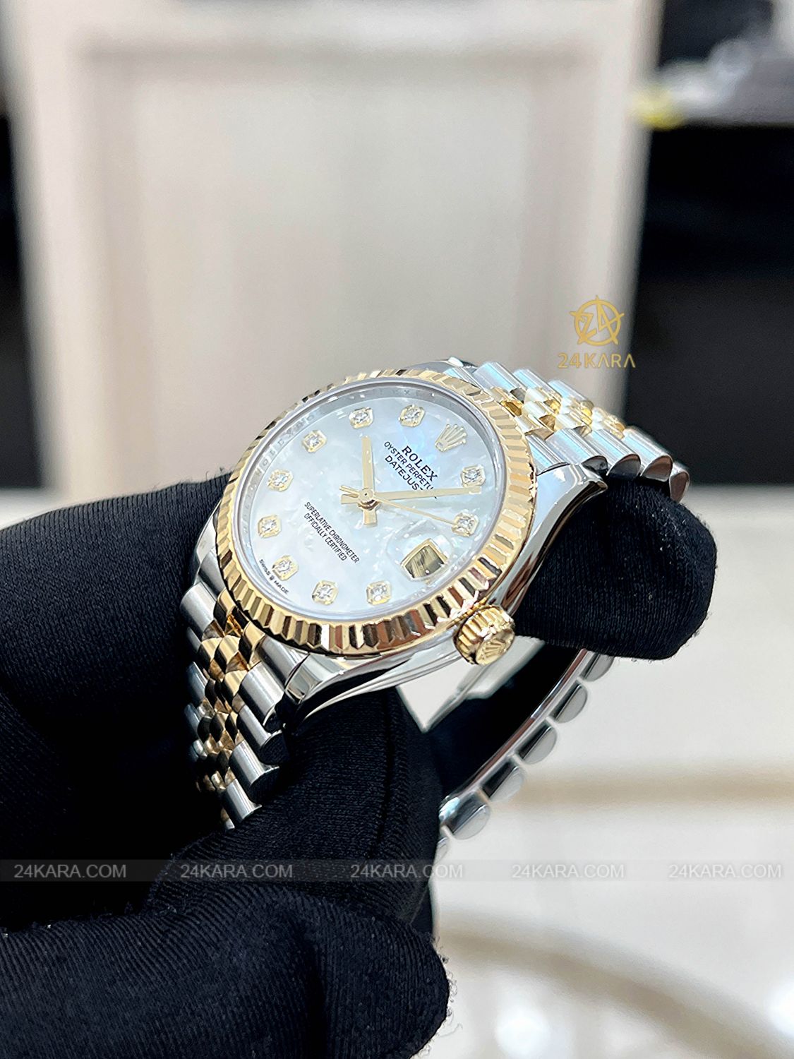 Đồng hồ Rolex Datejust 31 M278273-0028 278273-0028 Vàng kim 18ct Mặt khảm trai MOP nạm Kim cương - Lướt