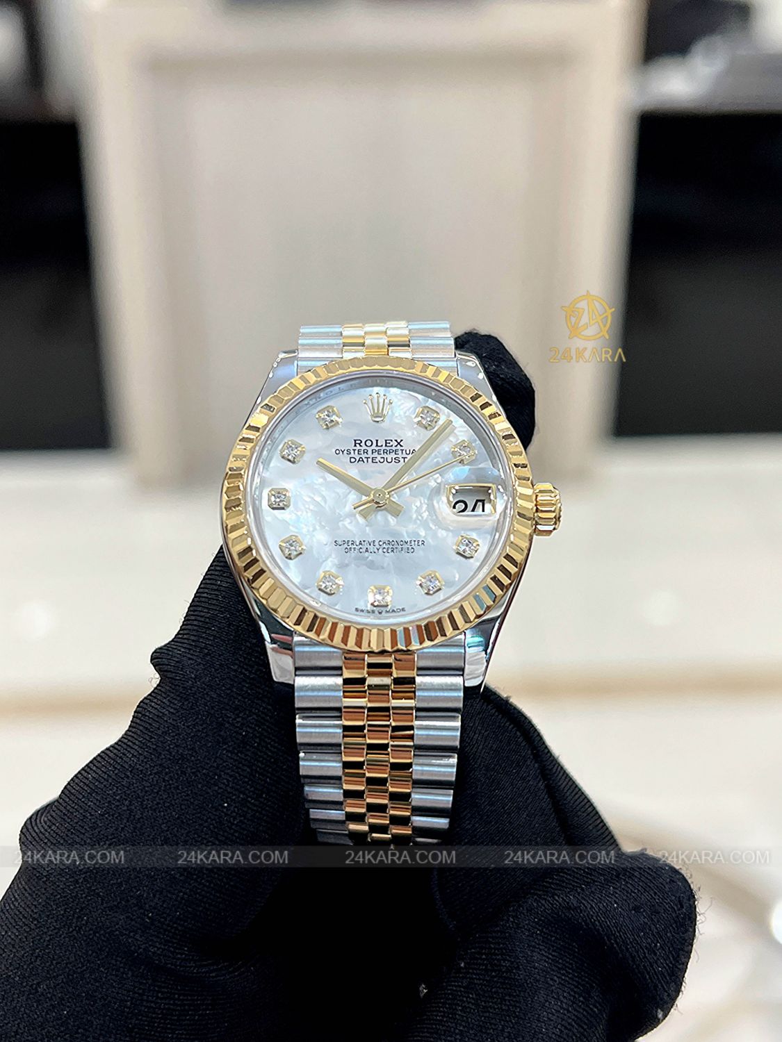 Đồng hồ Rolex Datejust 31 M278273-0028 278273-0028 Vàng kim 18ct Mặt khảm trai MOP nạm Kim cương - Lướt