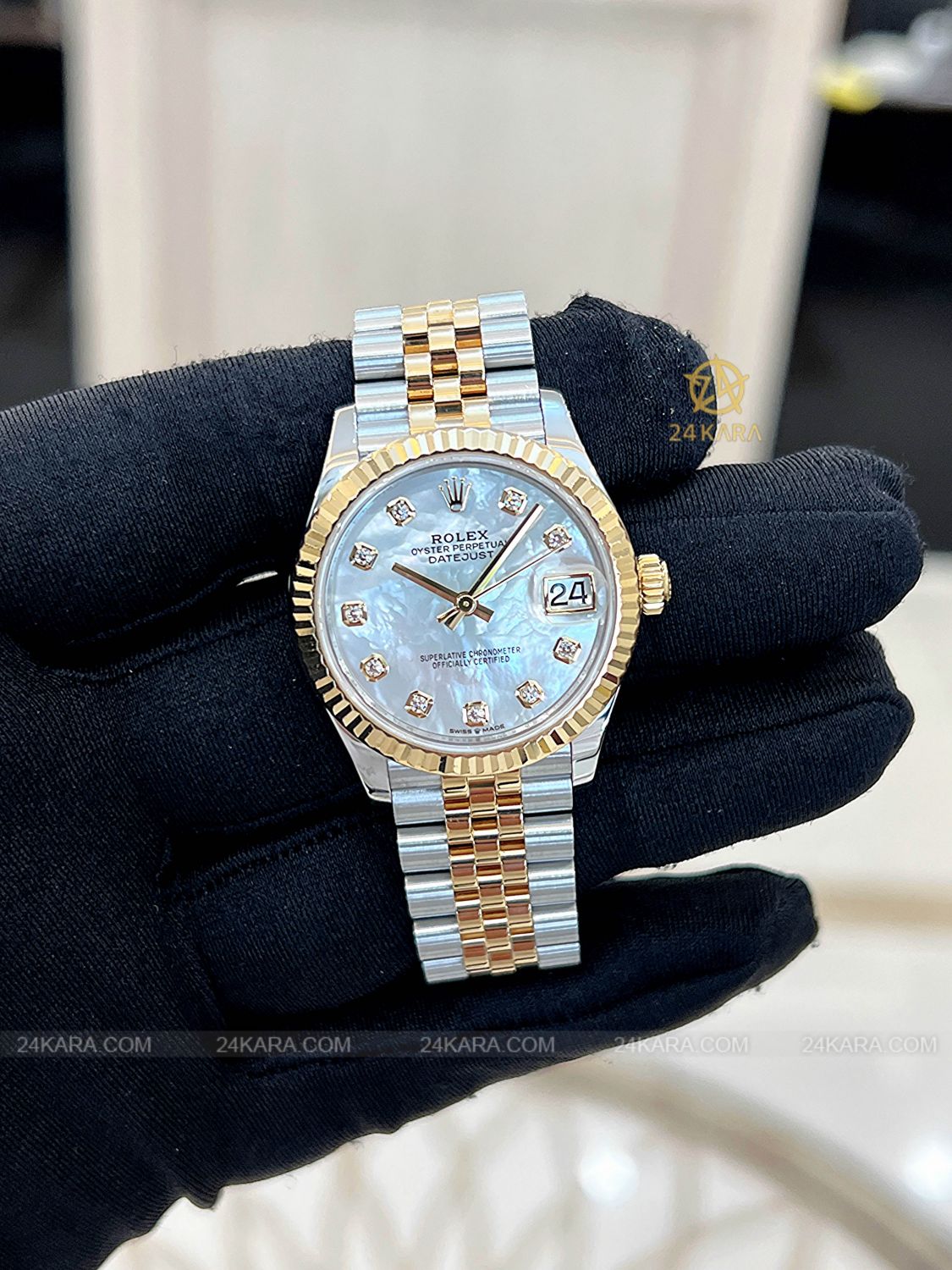 Đồng hồ Rolex Datejust 31 M278273-0028 278273-0028 Vàng kim 18ct Mặt khảm trai MOP nạm Kim cương - Lướt