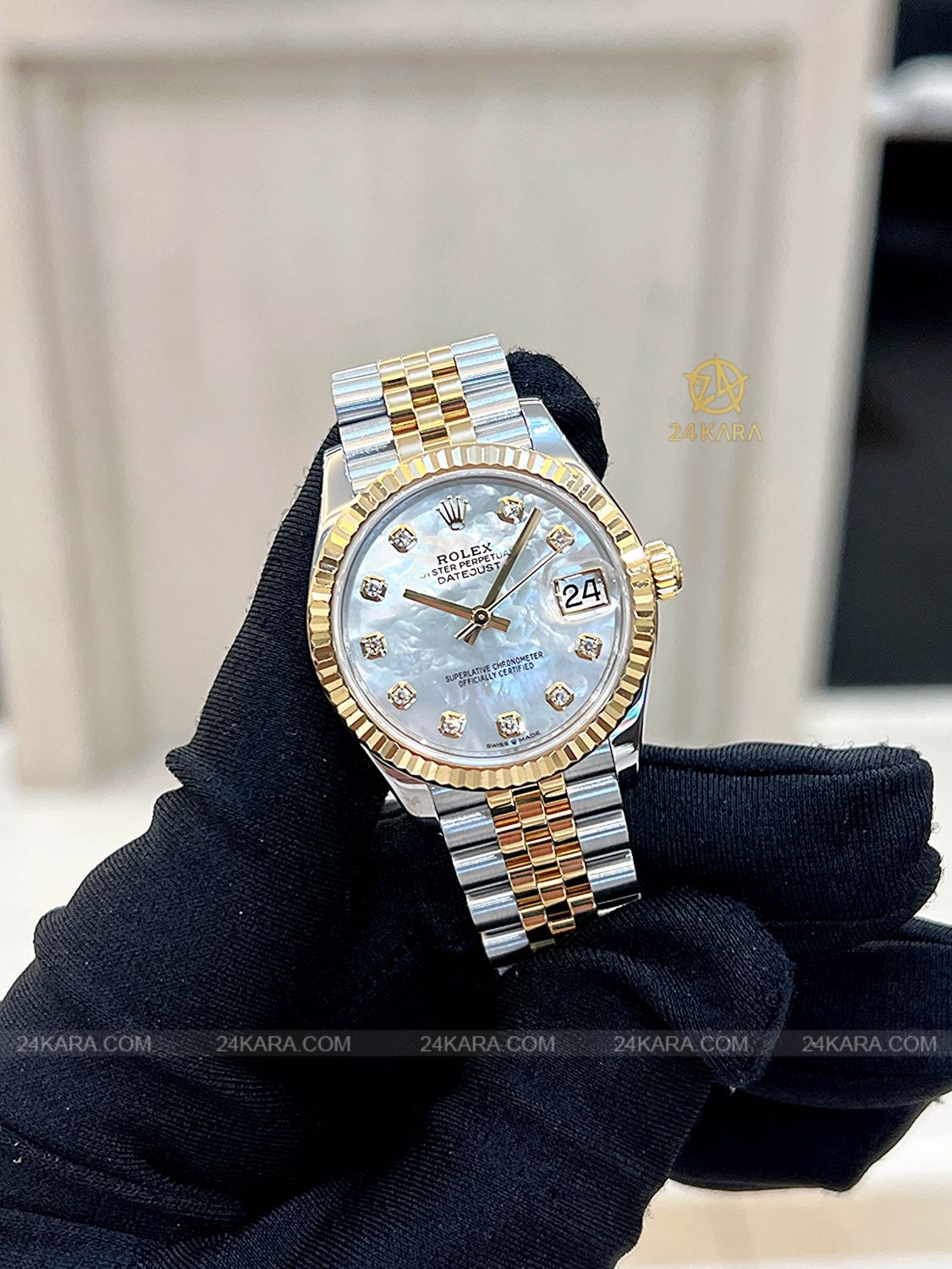 Đồng hồ Rolex Datejust 31 M278273-0028 278273-0028 Vàng kim 18ct Mặt khảm trai MOP nạm Kim cương - Lướt