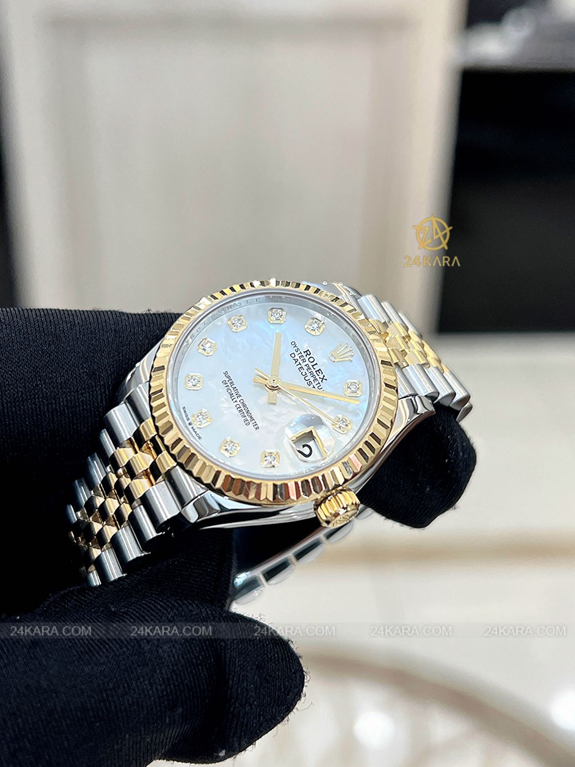 Đồng hồ Rolex Datejust 31 M278273-0028 278273-0028 Vàng kim 18ct Mặt khảm trai MOP nạm Kim cương - Lướt