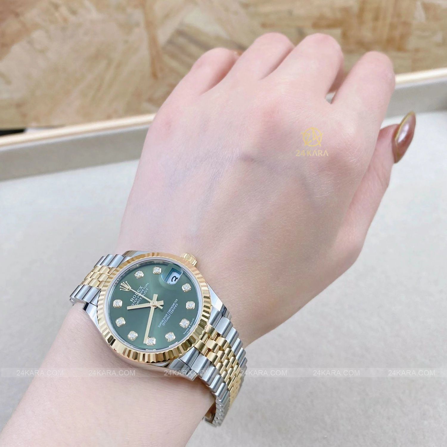 Đồng hồ Rolex Datejust 31 M278273-0030 278273-0030 Vàng Kim 18ct Mặt Xanh Olive Kim cương - Lướt