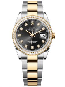 Đồng hồ Rolex Datejust M126283RBR-0008 126283RBR-0008 Oystersteel vàng vàng và kim cương mặt số đen sáng kim cương