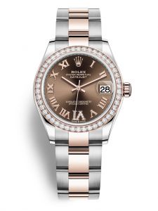 Đồng hồ Rolex Datejust M278381RBR-0005 278381RBR-0005 Oystersteel, vàng Everose và kim cương, mặt số chocolate kim cương