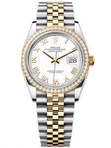 Đồng hồ Rolex Datejust M126283RBR-0015 126283RBR-0015 Oystersteel vàng vàng và kim cương mặt số trắng