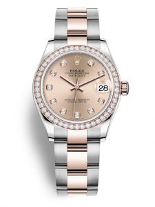 Đồng hồ Rolex Datejust M278381RBR-0023 278381RBR-0023 Oystersteel vàng Everose và kim cương mặt số hoa hồng kim cương