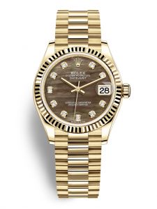 Đồng hồ Rolex Datejust M278278-0038 278278-0038 vàng vàng, mặt số khảm trai đen kim cương