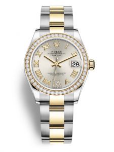 Đồng hồ Rolex Datejust M278383RBR-0003 278383RBR-0003 Oystersteel vàng vàng và kim cương mặt số Bạc kim cương