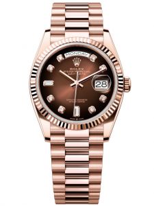 Đồng hồ Rolex Day-Date M128235-0037 128235-0037 vàng Everose, mặt số nâu ombre kim cương