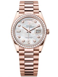 Đồng hồ Rolex Day-Date M128345RBR-0028 128345RBR-0028 vàng Everose và kim cương, mặt số khảm trai kim cương