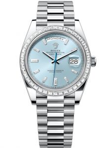 Đồng hồ Rolex Day-Date M228396TBR-0002 228396TBR-0002 bạch kim và kim cương mặt số xanh băng kim cương