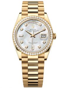 Đồng hồ Rolex Day-Date M128348RBR-0017 128348RBR-0017 vàng và kim cương mặt số khảm trai kim cương