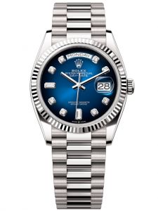 Đồng hồ Rolex Day-Date M128239-0023 128239-0023 vàng trắng, mặt số xanh ombre kim cương