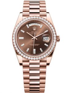 Đồng hồ Rolex Day-Date M228345RBR-0006 228345RBR-0006 vàng Everose và kim cương, mặt số chocolate kim cương