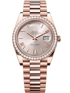 Đồng hồ Rolex Day-Date M228345RBR-0008 228345RBR-0008 vàng Everose và kim cương mặt số sundust