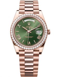 Đồng hồ Rolex Day-Date M228345RBR-0011 228345RBR-0011 vàng Everose và kim cương, mặt số xanh olive