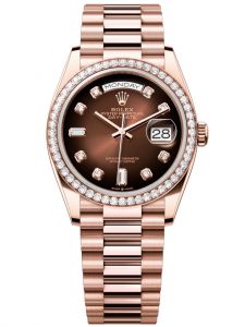 Đồng hồ Rolex Day-Date M128345RBR-0040 128345RBR-0040 vàng Everose và kim cương mặt số nâu ombre kim cương