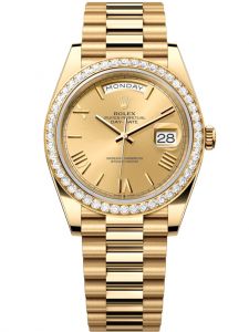 Đồng hồ Rolex Day-Date M228348RBR-0003 228348RBR-0003 vàng vàng và kim cương mặt số champagne