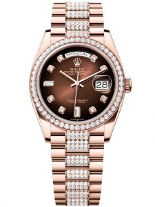 Đồng hồ Rolex Day-Date M128345RBR-0041 128345RBR-0041 vàng Everose và kim cương, mặt số nâu ombre kim cương