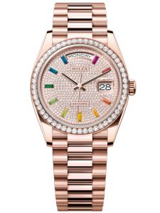 Đồng hồ Rolex Day-Date M128345RBR-0042 128345RBR-0042 vàng Everose và kim cương, mặt số kim cương