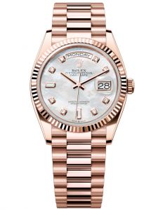 Đồng hồ Rolex Day-Date M128235-0029 128235-0029 vàng Everose, mặt số khảm trai kim cương