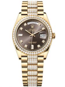 Đồng hồ Rolex Day-Date M128348RBR-0007 128348RBR-0007 vàng và kim cương mặt số ghi đậm kim cương