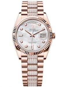 Đồng hồ Rolex Day-Date M128235-0032 128235-0032 vàng Everose mặt số khảm trai kim cương