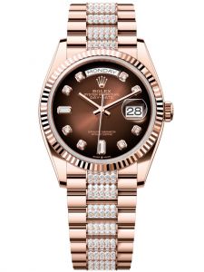 Đồng hồ Rolex Day-Date M128235-0038 128235-0038 vàng Everose mặt số nâu ombre kim cương