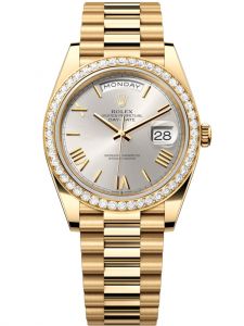 Đồng hồ Rolex Day-Date M228348RBR-0007 228348RBR-0007 vàng vàng và kim cương mặt số bạc