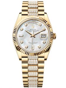 Đồng hồ Rolex Day-Date M128238-0032 128238-0032 vàng vàng mặt số khảm trai kim cương