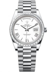 Đồng hồ Rolex Day-Date M228396TBR-0018 228396TBR-0018 bạch kim và kim cương mặt số trắng