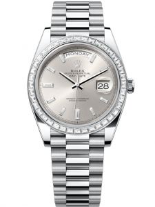 Đồng hồ Rolex Day-Date M228396TBR-0011 228396TBR-0011 bạch kim và kim cương mặt số bạc kim cương